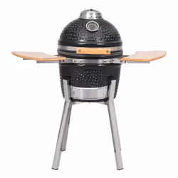 VidaXL 41721 barbecue per l'aperto e bistecchiera Barbecue/grill Kamado Kettle Carbone + legna da ardere Nero, Acciaio inox, Legno