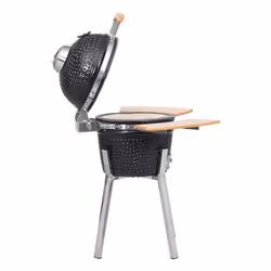 VidaXL 41721 barbecue per l'aperto e bistecchiera Barbecue/grill Kamado Kettle Carbone + legna da ardere Nero, Acciaio inox, Legno - Vista aggiuntiva 4