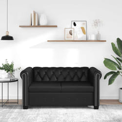 vidaXL Divano Chesterfield a 2 Posti in Finta Pelle Nero