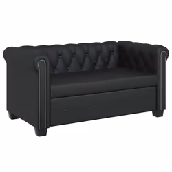 vidaXL Divano Chesterfield a 2 Posti in Finta Pelle Nero - Vista aggiuntiva 2