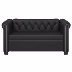 vidaXL Divano Chesterfield a 2 Posti in Finta Pelle Nero - Vista aggiuntiva 3