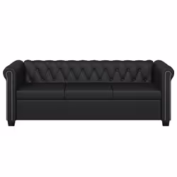 vidaXL Divano Chesterfield a 3 Posti in Finta Pelle Nero - Vista aggiuntiva 3