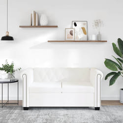 vidaXL Divano Chesterfield a 2 Posti in Finta Pelle Bianco