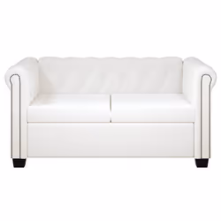 vidaXL Divano Chesterfield a 2 Posti in Finta Pelle Bianco - Vista aggiuntiva 3