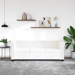 vidaXL Divano Chesterfield a 3 Posti in Finta Pelle Bianco