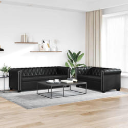 vidaXL Divani Chesterfield a 2 Posti e a 3 Posti in Similpelle Nero