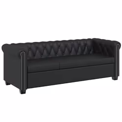 vidaXL Divani Chesterfield a 2 Posti e a 3 Posti in Similpelle Nero - Vista aggiuntiva 3
