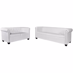 Questo set di divani Chesterfield, composto da un divano a 2 posti e un divano a 3 posti, è la combinazione perfetta tra como ...