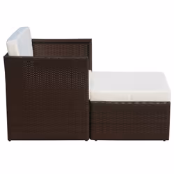 VidaXL 41980 sedia da esterno Terrazzo Seduta imbottita Rattan sintetico, Acciaio Crema, Bianco - Vista aggiuntiva 5