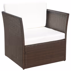 VidaXL 41980 sedia da esterno Terrazzo Seduta imbottita Rattan sintetico, Acciaio Crema, Bianco - Vista aggiuntiva 6