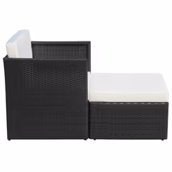 VidaXL 41981 sedia da esterno Terrazzo Seduta imbottita Rattan sintetico, Acciaio Crema, Bianco - Vista aggiuntiva 5