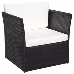 VidaXL 41981 sedia da esterno Terrazzo Seduta imbottita Rattan sintetico, Acciaio Crema, Bianco - Vista aggiuntiva 7