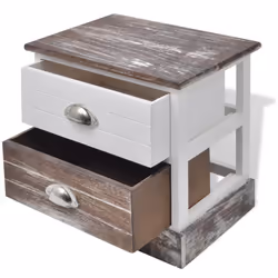 VidaXL 242885 comodino 2 cassetto/cassetti Marrone, Bianco - Vista aggiuntiva 4