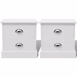 vidaXL Comodini In Stile Francese 2 Pezzi Bianco - Vista aggiuntiva 3