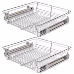 vidaXL Cestelli a Rete Scorrevoli 2 pz Argento 600 mm - Vista aggiuntiva 2
