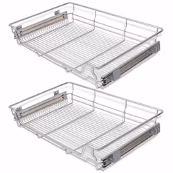 vidaXL Cestelli a Rete Estraibili 2 pz 800 mm Argentati - Vista aggiuntiva 2