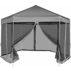 Gazebo Pieghevole Esagonale Pop Up con 6 Pareti 3.6x3.1 m vari colori colore : grigio