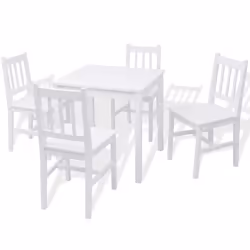 vidaXL Set da Pranzo 5 pz in Legno di Pino Bianco - Vista aggiuntiva 2