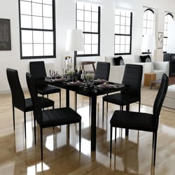 vidaXL Set Tavolo da Pranzo 7 pz Nero