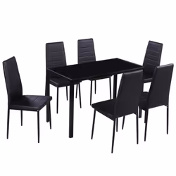 vidaXL Set Tavolo da Pranzo 7 pz Nero - Vista aggiuntiva 2