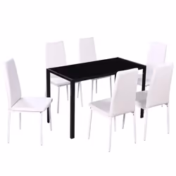 vidaXL Set da Pranzo 7 pz Nero e Bianco - Vista aggiuntiva 2