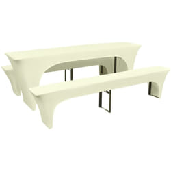 Copertura per Tavolo da Birreria/Panchine Elasticizzata Tre Pezzi Crema Vidaxl 9829
