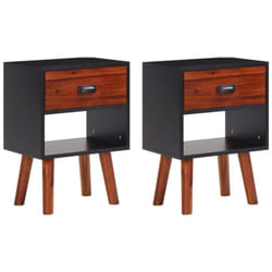 Set 2 Comodini da Camera da Letto, Tavolini da notte in Legno Massello di Acacia 40x30x57 cm Vidaxl
