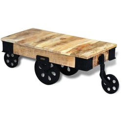 Vidaxl - Tavolino da Salotto con Ruote in Legno di Mango Grezzo