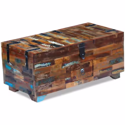 vidaXL Tavolino da Caffè Baule Legno Massello di Recupero 80x40x35 cm - Vista aggiuntiva 2