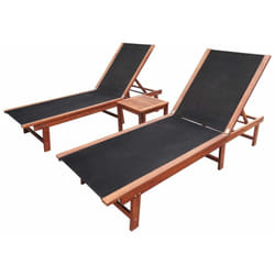 Vidaxl - Set 2 lettini prendisole color antracite con Tavolo in legno massello di acacia