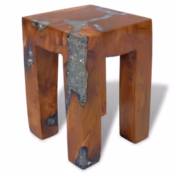 vidaXL Sgabello in Legno Massello di Teak e Resina - Vista aggiuntiva 2