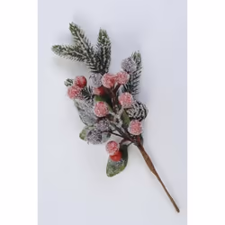 Kaemingk Decorated Pick Berries Snow Green/Red