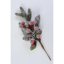 Kaemingk Decorated Pick Berries Snow Green/Red