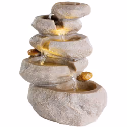 Modello di fontana roca per interni con 3 led calidi. 2m di cavo di alimentazione 18x23x35cm