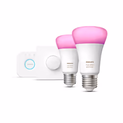Philips Hue White and Color ambiance Starter kit E27, Kit di illuminazione intelligente, Bluetooth/Zigbee, Bianco, LED, E27, ...