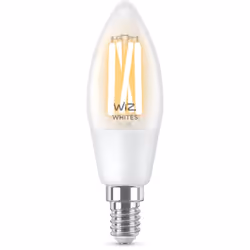 WiZ Lampadina Smart Filament Dimmerabile Luce Bianca da Calda a Fredda Attacco E14 40W Candela, Lampadina intelligente, Wi-Fi ...