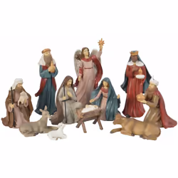 Natività per presepe in resina, colorata e rifinita a mano. Il nome presepe deriva dal latino praesaepe, prae/saepire, cinger ...