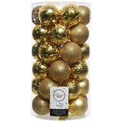 Tubo di 37 palline decorative dorate per albero di Natale ø6cm