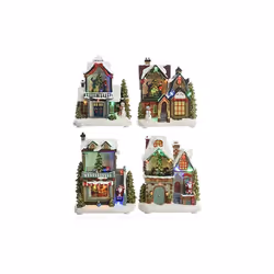 Casetta di Natale a led 3xaa modelli assortiti mediamente 14x9x20cm (larghezza/profondità/altezza) con luce e movimento