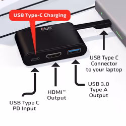 CLUB3D USB Type-C to HDMI™ 2.0 + USB 2.0 + USB Type-C Charging Mini Dock - Vista aggiuntiva 4