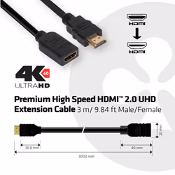 CLUB3D High Speed HDMI™ 2.0 4K60Hz Extension Cable 3m/ 9.8ft Male/Female - Vista aggiuntiva 4