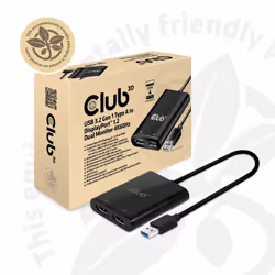 CLUB3D USB3.2 Gen1 Type A to DisplayPort™1.2 Dual Monitor 4K60Hz Video Splitter - Vista aggiuntiva 8