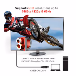 CLUB3D DisplayPort 1.4 HBR3 Cable 1m/3.28ft Male/Male 8K60Hz - Vista aggiuntiva 6