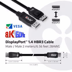 CLUB3D DisplayPort 1.4 HBR3 Cable 2m/6.56ft M/M 8K60Hz - Vista aggiuntiva 7