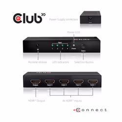 CLUB3D HDMI 2.0 UHD SwitchBox 4 Ports - Vista aggiuntiva 7