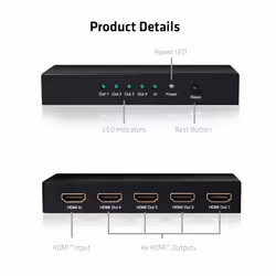 CLUB3D HDMI™ 4K@60Hz UHD Splitter AC Power 4 ports - Vista aggiuntiva 5