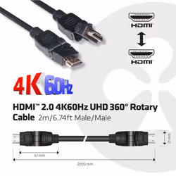 CLUB3D HDMI 2.0 4K60Hz UHD 360 Degree Rotary cable 2m/6.74ft - Vista aggiuntiva 5