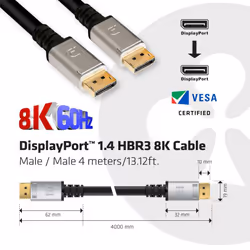 CLUB3D DisplayPort 1.4 HBR3 8K Cable M/M 4m /13.12ft