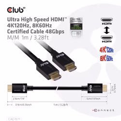 CLUB3D Ultra High Speed HDMI 4K120Hz, 8K60Hz Certified Cable 48Gbps M/M 1 m/3.28 ft - Vista aggiuntiva 4
