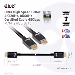CLUB3D Ultra High Speed HDMI 4K120Hz, 8K60Hz Certified Cable 48Gbps M/M 2 m / 6.56 ft - Vista aggiuntiva 6